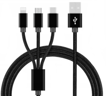 KABEL QUICK CHARGE APPLE lightning micro USB TYP-C
