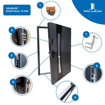 ПОЛЬСКИЕ НАРУЖНЫЕ ДВЕРИ INOX4-T5 ЧЕРНЫЕ TERMO 72MM 90CM 90TKI UD 1.3