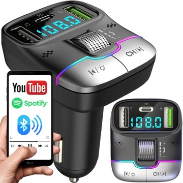 FM-ПЕРЕДАТЧИК BLUETOOTH БЫСТРОЕ ЗАРЯДНОЕ УСТРОЙСТВО QC USB PD 15 Вт МУЗЫКАЛЬНЫЙ ПЛЕЕР
