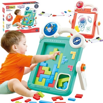 DWUSTRONNA TABLICA DO RYSOWANIA SUCHOŚCIERALNA TETRIS 2W1 DZIECI UKŁADANKA