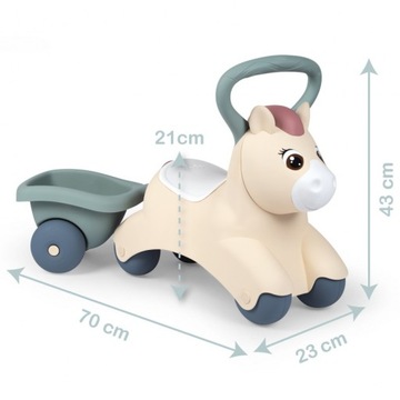SMOBY Little Jeżdzik Pony Kucyk z Przyczepką