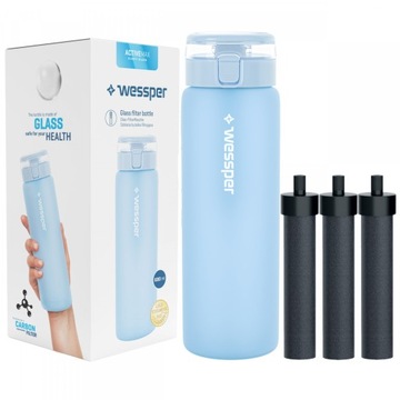 Szklana Butelka Filtrująca Wessper ActiveMax Clarti 0,7l + 3x Filtr wody
