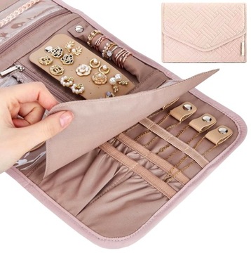 Складной дорожный органайзер с отделениями для украшений, переносным футляром.