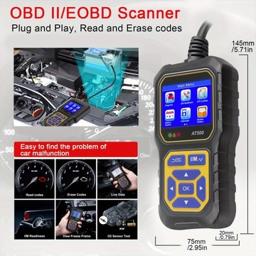Считыватель автомобильных кодов, сканер OBD2, контрольная лампа двигателя