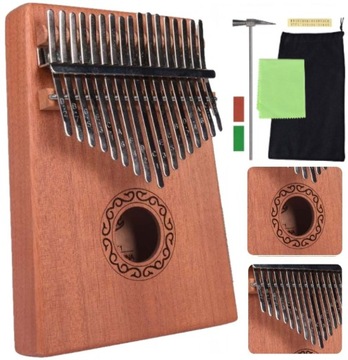 KALIMBA drewniana INSTRUMENT AFRYKAŃSKI MUZYCZNY PIANINO 17 klawiszy ZESTAW