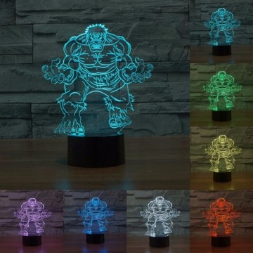 HULK 3D LED лампа USB/БАТАРЕЯ + ПУЛЬТ ДУ