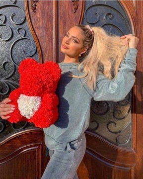 MIŚ z RÓŻ DUŻY Z PŁATKÓW RÓŻ PREZENT DZIEŃ KOBIET ROSE BEAR RÓŻ