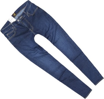 LEE MALONE WASHED DARK jeansy rurki skinny W26 L32