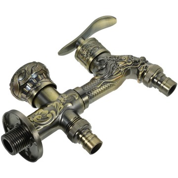 KRAN OGRODOWY Z PODWÓJNĄ WYLEWKĄ KRĄŻEK ZEWNĘTRZNY