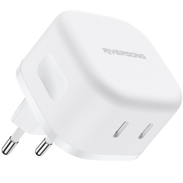 Ładowarka sieciowa szybka PowerKub 35W 2x USB-C Gan biała Riversong