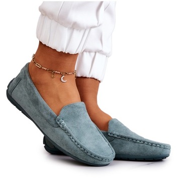 ZAMSZOWE MIĘTOWE MOKASYNY PROFILOWANA WKŁADKA 36