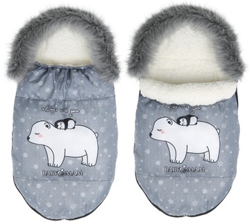 ŚPIWOREK DO WÓZKA SANEK GONDOLI OCIEPLANY Z FUTERKIEM PREMIUM BABYMAM