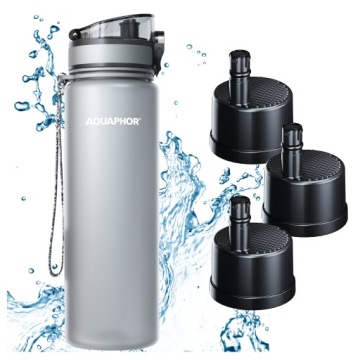 Filtrační láhev Filtr Lahev Na Pití Aquaphor City 800 ml Šedá Sada 3 náplní