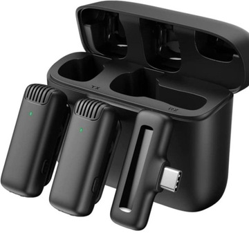 2 БЕСПРОВОДНЫХ МИКРОФОНА USB-C + ЧЕХОЛ