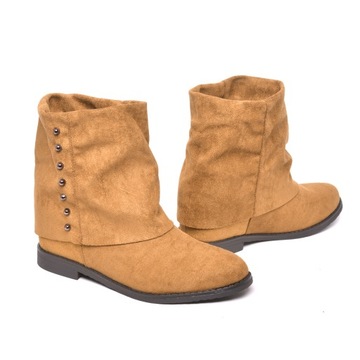 BUTY DAMSKIE OCIEPLANE CAMEL BOTKI NA KOTURNIE