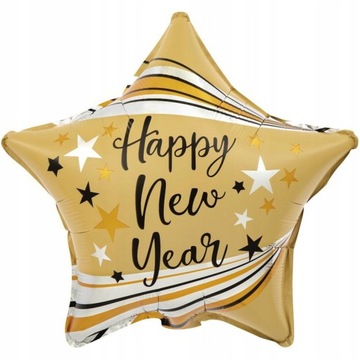 BALON FOLIOWY GWIAZDA HAPPY NEW YEAR NA SYLWESTRA