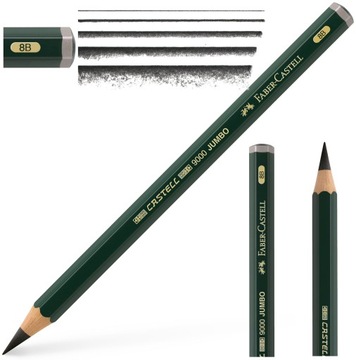 FABER CASTELL Ołówek drewniany grafitowy GRUBY do szkicowania 9000 Jumbo 8B