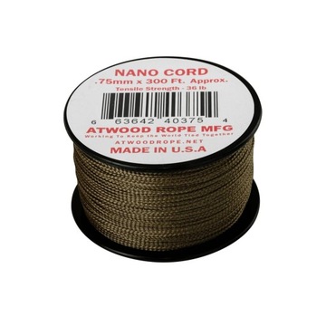 Mocna Wytrzymała Linka Survivalowa ATWOOD ROPE NANO CORD 91m - Coyote