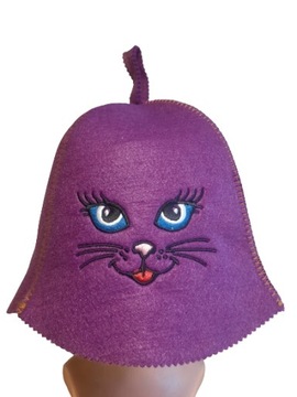SAUNA CZAPKA FILCOWA DO SAUNY - KOTUŚ FIOLET