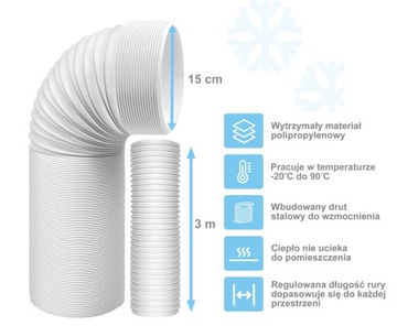 RURA DO KLIMATYZATORA PRZENOŚNEGO 15cm 3m BIAŁA