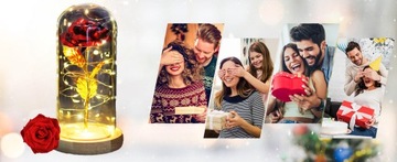 ВЕЧНАЯ РОЗА В СТЕКЛЕ, СВЕТЯЩИЕСЯ СВЕТОДИОДНЫЕ ОГНИ, ПОДАРОК ​​НА ЖЕНСКИЙ ДЕНЬ