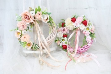 Wianek jesienny kwiatowy dekoracja domu stroik wieniec na drzwi