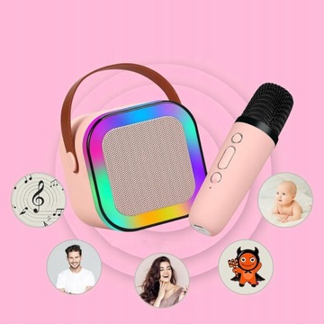 Набор для караоке со светодиодной подсветкой Bluetooth, 2 микрофона + динамик для детей
