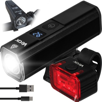 ZESTAW LAMPKA ROWEROWA PRZEDNIA I TYLNA OŚWIETELNIE LED AKUMULATOROWA VAYOX