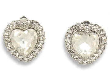 Klipsy do uszu srebrne serduszko z kamieniem