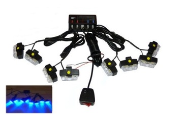 STROBOSKOPY LED 8 x 2W niebieskie - 12V