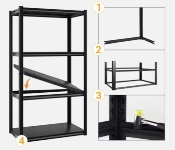 МЕТАЛЛИЧЕСКАЯ ПОЛКА черная складская 200х100х40 для гаража, подвала, офиса ДОДАС