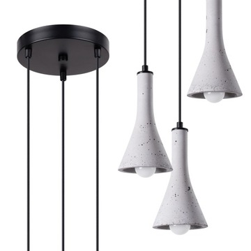 Lampa wisząca TOSS 3P beton minimalistyczny Zwis sufitowy do salonu jadalni