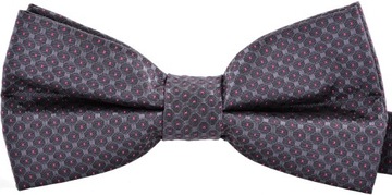 MUSZKA MUCHA SZARA RÓŻOWE KROPKI MĘSKA ELEGANCKA