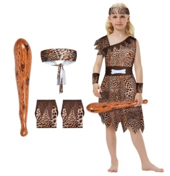 Kostium jaskiniowca przebranie dla dzieci strój zestaw 6W1 halloween