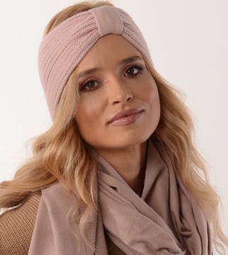 Повязка на голову женская, пудровый розовый O4 Польша