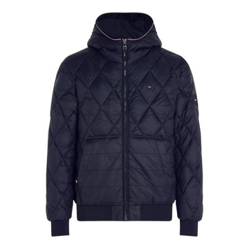 TOMMY HILFIGER KURTKA MĘSKA ZIMOWA QUILT RECYCLED HOODED JACKET GRANAT r.L