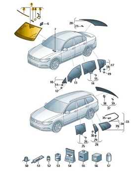 ВЕТРОВОЕ СТЕКЛО (МНОГОслойное) VW PASSAT B8 ОРИГИНАЛ