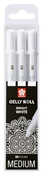 SAKURA GELLY ROLL BRIGHT WHITE ZESTAW 3x08 0,4MM