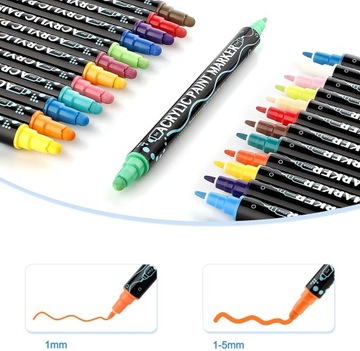 Акриловые фломастеры-маркеры, 26 шт, двусторонние, водостойкие