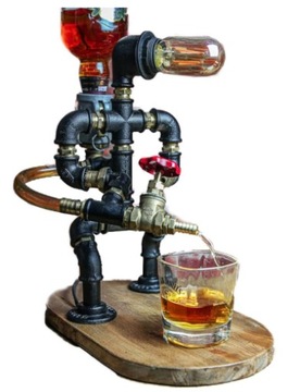 NALEWAK DYSTRYBUTOR ALKOHOLU ROBOT STRAŻAK Z LAMPKĄ RĘCZNIE WYKONANY