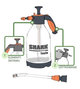 РУЧНОЙ РАСПЫЛИТЕЛЬ ДАВЛЕНИЯ 1,5 л с копьем, прозрачный 1,5 л SHARK Tools