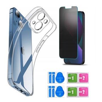 SZKŁO HARTOWANE PRYWATYZUJĄCE IPHONE 13 +ETUI W ZESTAWIE CASE CLEAR