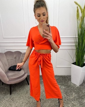 CROP TOP SET komplet top szerokie spodnie