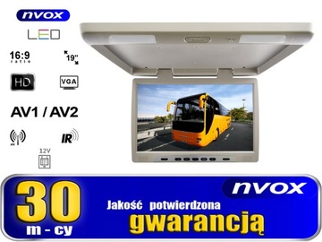Потолочный ЖК-монитор NVOX со светодиодной подсветкой, 19 дюймов, ИК, FM, VGA, 12 В