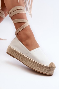 ЖЕНСКИЕ ЭСПАДРИЛИ НА ПЛАТФОРМЕ С ЗАВЯЗКОЙ BRAIN, БЕЛЫЕ 38