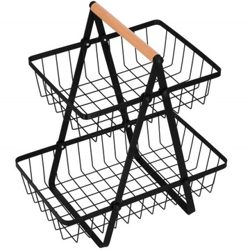 ДВОЙНАЯ КОРЗИНА, ЧЕРНЫЙ МЕТАЛЛИЧЕСКИЙ ЛОФТ-ПЛЕЕР, ДЕКОРАТИВНАЯ ЯРУСНАЯ КОРЗИНА