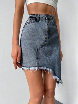 SHEIN SPÓDNICZKA MINI JEANSOWA ASYMETRYCZNA NIEBIESKA L 214