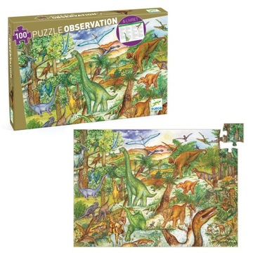 Djeco Puzzle Dinozaury Z Książeczką 100 El DJ07424