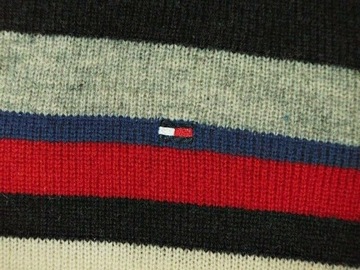 TOMMY HILFIGER WEŁNIANY SWETER MĘSKI r. L PASKI