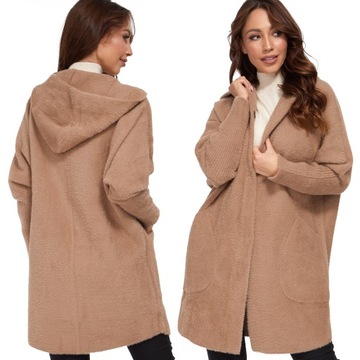 172_ ПАЛЬТО АЛЬПАКА с капюшоном, ДЛИННЫЙ oversize